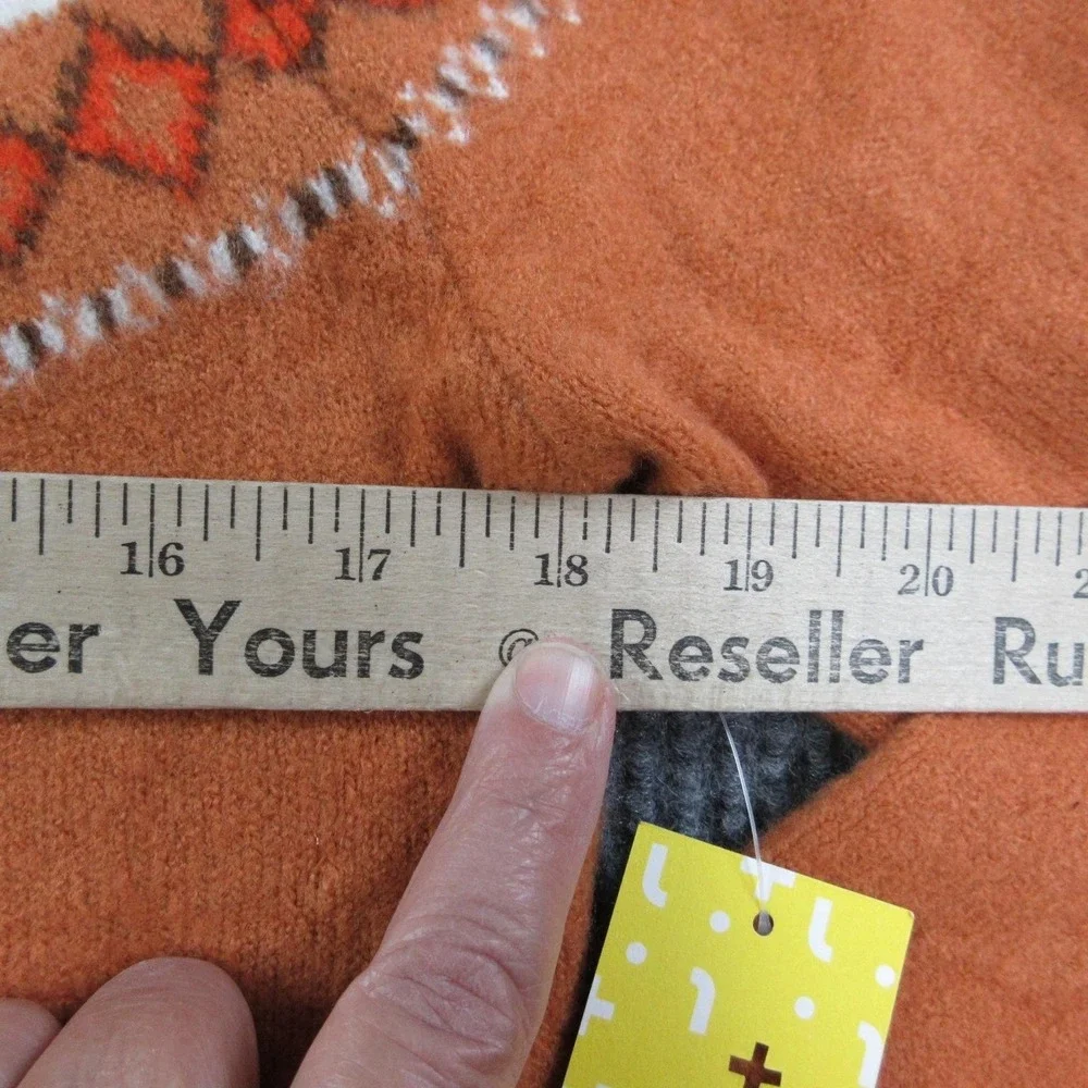 Rumi + Ryder Sweater Kids L 12-14 Orange Fair Isle Pumpkin Yoke Pullover NWT